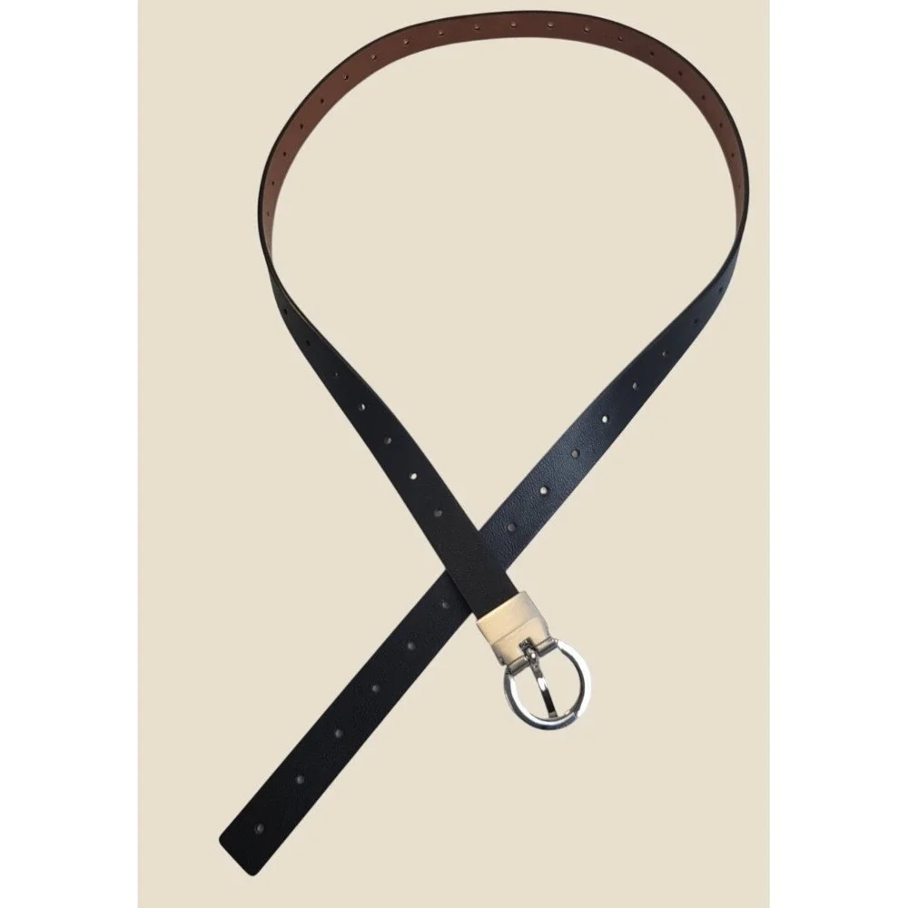 Reversible Skinny Men's Belt Classic Minimalist Professional Black Brown 40-46
